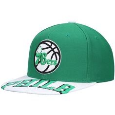 Мужская кепка Mitchell &amp; Ness x Lids зеленая/белая Philadelphia 76ers Current Reload 3.0 Snapback Hat