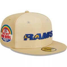 Мужская приталенная шляпа New Era Khaki Los Angeles Rams из рафии спереди 59FIFTY