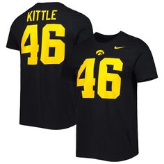 Мужская черная футболка Nike George Kittle Iowa Hawkeyes с именем и номером команды