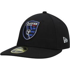 Мужская облегающая шляпа New Era Black San Jose Earthquakes Primary Logo Low Profile 59FIFTY