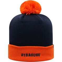Мужская двухцветная вязаная шапка с манжетами и помпоном Top of the World Navy/Orange Syracuse Orange Core