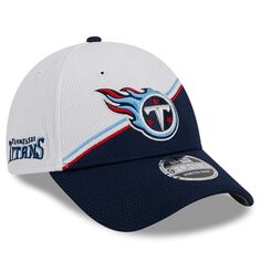 Мужская регулируемая кепка New Era белого/темно-синего цвета Tennessee Titans 2023 Sideline 9FORTY