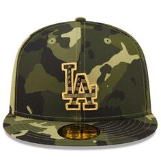 Мужская камуфляжная кепка New Era Los Angeles Dodgers 2022, День вооруженных сил на поле 59FIFTY, облегающая шляпа