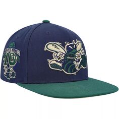Мужская шляпа Mitchell &amp; Ness темно-синего/зеленого цвета Charlotte Hornets в честь 10-летнего юбилея, классическая шляпа Grassland из твердой древесины
