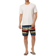 Мужские летние повседневные шорты для купания с завязками на талии и контрастным цветным принтом Lars Amadeus