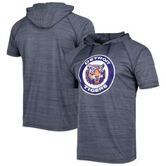 Мужская футболка Stitches темно-синего цвета с капюшоном Detroit Tigers Space-Dye реглан