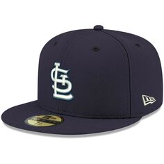Мужская темно-синяя шляпа с логотипом New Era St. Louis Cardinals 59FIFTY белая 59FIFTY