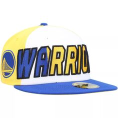 Мужская облегающая шляпа New Era White/Royal Golden State Warriors с задней половиной 9FIFTY