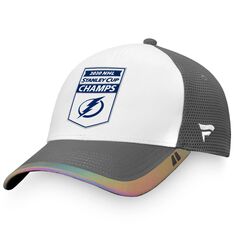 Мужская фирменная белая/серая бейсболка Fanatics Tampa Bay Lightning 2020 с баннером Кубка Стэнли НХЛ Snapback