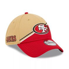 Мужская кепка New Era Gold/Scarlet San Francisco 49ers 2023 Sideline 39THIRTY Flex Hat