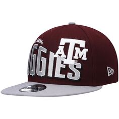 Мужская двухцветная винтажная шляпа Snapback New Era Maroon Texas A&amp;M Aggies Wave 9FIFTY