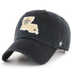 Мужская черная регулируемая шляпа New Orleans Saints Clean Up &apos;47