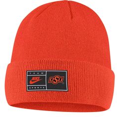 Мужская оранжевая вязаная шапка с манжетами Nike Oklahoma State Cowboys