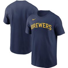 Мужская темно-синяя футболка с надписью Nike Milwaukee Brewers Team