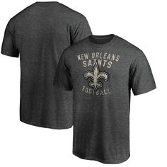 Мужская темно-серая футболка Majestic Heathered New Orleans Saints Showtime с логотипом