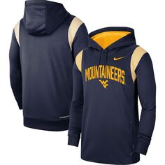 Мужской пуловер с капюшоном Nike Navy West Virginia Mountaineers 2022 Game Day Sideline Performance