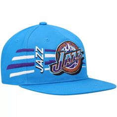 Мужская кепка Mitchell &amp; Ness Powder Blue Utah Jazz из твердой древесины, классическая ретро-шляпа Bolt Deadstock Snapback