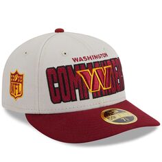 Мужская облегающая шляпа New Era Stone/Burgundy Washington Commanders 2023 NFL Draft Low Profile 59FIFTY