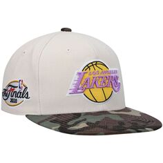 Мужская кремовая шляпа Mitchell &amp; Ness Los Angeles Lakers Hardwood Classics 2010 NBA Finals, белая камуфляжная облегающая шляпа