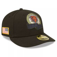 Мужская облегающая шляпа New Era Black Chicago Bears 2022 Salute To Service Low Profile 59FIFTY