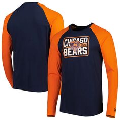 Мужская футболка New Era Navy Chicago Bears Current с длинным рукавом реглан