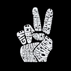 Peace Fingers — мужской свитшот с круглым вырезом с рисунком Word Art LA Pop Art