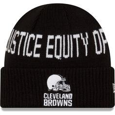Мужская черная вязаная шапка New Era Cleveland Browns Team Social Justice с манжетами