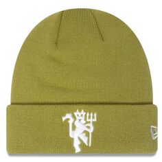 Мужская зеленая вязаная шапка с манжетами New Era Manchester United Team