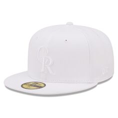 Мужская приталенная шляпа New Era Colorado Rockies White on White 59FIFTY