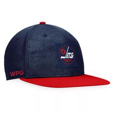 Мужская бейсболка Fanatics Branded темно-синего/красного цвета Winnipeg Jets Authentic Pro с альтернативным логотипом Snapback