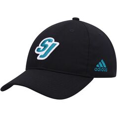 Мужская регулируемая кепка adidas Black San Jose Sharks Letter Slouch