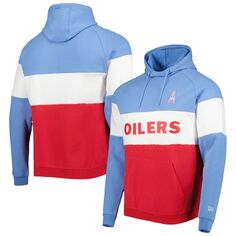 Мужской красный/синий пуловер с капюшоном New Era Houston Oilers с цветными блоками