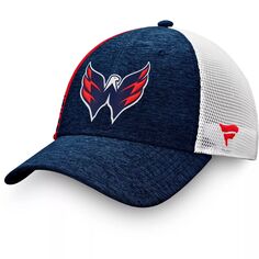 Мужская фирменная темно-синяя бейсболка Washington Capitals Authentic Pro раздевалки Trucker Snapback Hat Fanatics