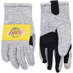 Мужские серые вязаные перчатки FOCO Los Angeles Lakers Team