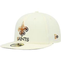 Мужская облегающая шляпа New Era Cream New Orleans Saints Chrome Dim 59FIFTY