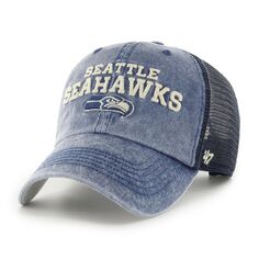 Мужская темно-синяя кепка College Seattle Seahawks Drumlin Trucker Clean Up Snapback &apos;47