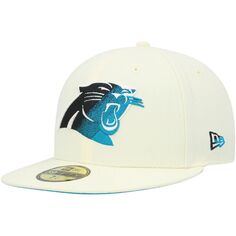 Мужская облегающая шляпа New Era Cream Carolina Panthers Chrome Dim 59FIFTY