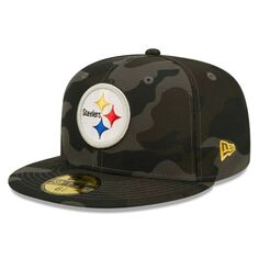 Мужская облегающая шляпа New Era Black Pittsburgh Steelers Camo 59FIFTY