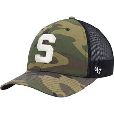Мужская кепка Trucker Snapback с логотипом команды &apos;47 камуфляж/черный Michigan State Spartans Team