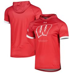 Мужская футболка с капюшоном Under Armour Red Wisconsin Badgers On-Court реглан