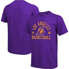 Мужская футболка Majestic Threads Heathered Purple Los Angeles Lakers Ball Hog с логотипом Tri-Blend