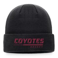 Мужская фирменная черная вязаная шапка Fanatics Arizona Coyotes Authentic Pro для раздевалки с манжетами