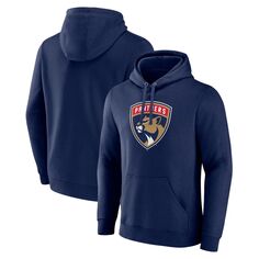 Мужской темно-синий пуловер с капюшоном и логотипом Fanatics Florida Panthers