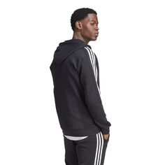 Мужская флисовая худи с тремя полосками и молнией во всю длину adidas Sportswear Essentials