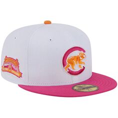 Мужская облегающая шляпа New Era белого/розового цвета Chicago Cubs Wrigley Field 100th Anniversary 59FIFTY