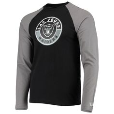 Мужская черная/серая футболка New Era Las Vegas Raiders League реглан с длинным рукавом