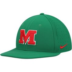 Мужская приталенная бейсболка Nike Green Ole Miss Rebels Aero True Baseball Performance