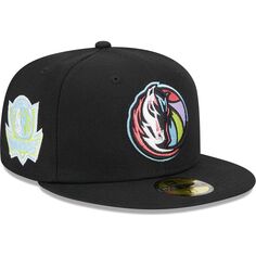 Мужская облегающая шляпа New Era Black Dallas Mavericks Color Pack 59FIFTY