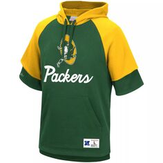 Мужской пуловер с капюшоном Mitchell &amp; Ness Green Green Bay Packers Home Advantage реглан с короткими рукавами