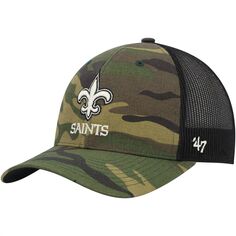 Мужская регулируемая кепка &apos;47 камуфляж/черный New Orleans Saints Trucker